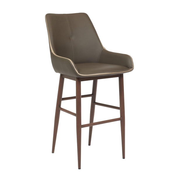 Furnishings' Mate BS H107-GR-BW Etna Bar Stool In Grey PU On Black Walnut Base IMAGE 1