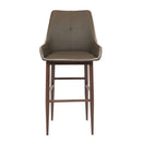  Furnishings' Mate BS H107-GR-BW Etna Bar Stool In Grey PU On Black Walnut Base IMAGE 2