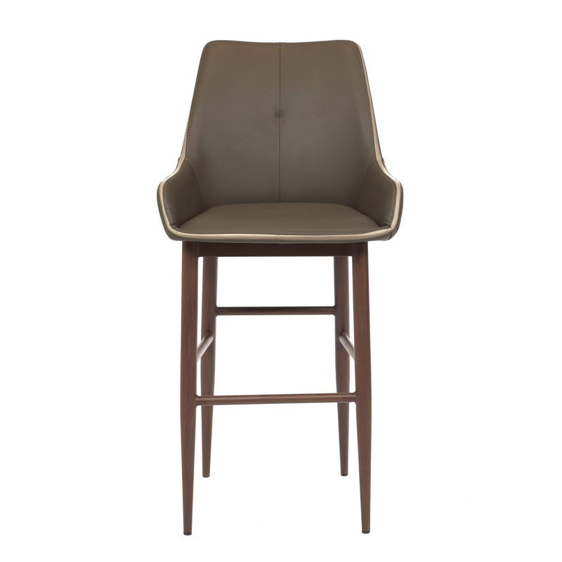 Furnishings' Mate BS H107-GR-BW Etna Bar Stool In Grey PU On Black Walnut Base IMAGE 2