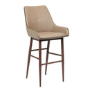  Furnishings' Mate BS H107-LT-BW Etna Bar Stool In Lite Taupe PU On Black Walnut Base IMAGE 1