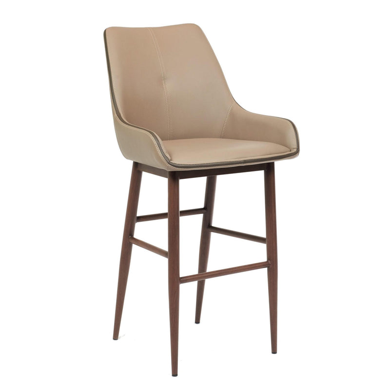 Furnishings' Mate BS H107-LT-BW Etna Bar Stool In Lite Taupe PU On Black Walnut Base IMAGE 1