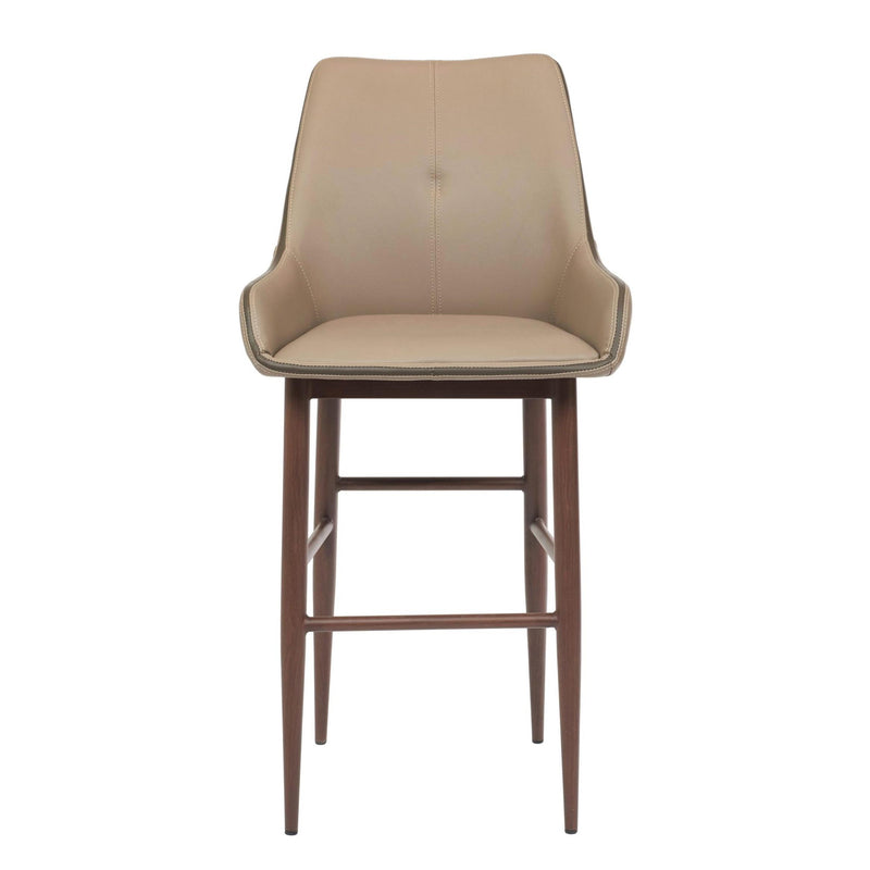 Furnishings' Mate BS H107-LT-BW Etna Bar Stool In Lite Taupe PU On Black Walnut Base IMAGE 2