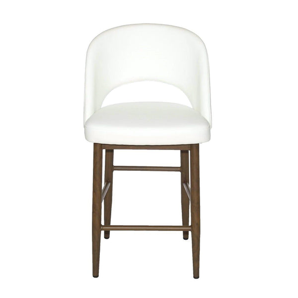 Furnishings' Mate CS T11-WH-BW Henrick Counter Stool In White PU On Black Walnut Base IMAGE 1