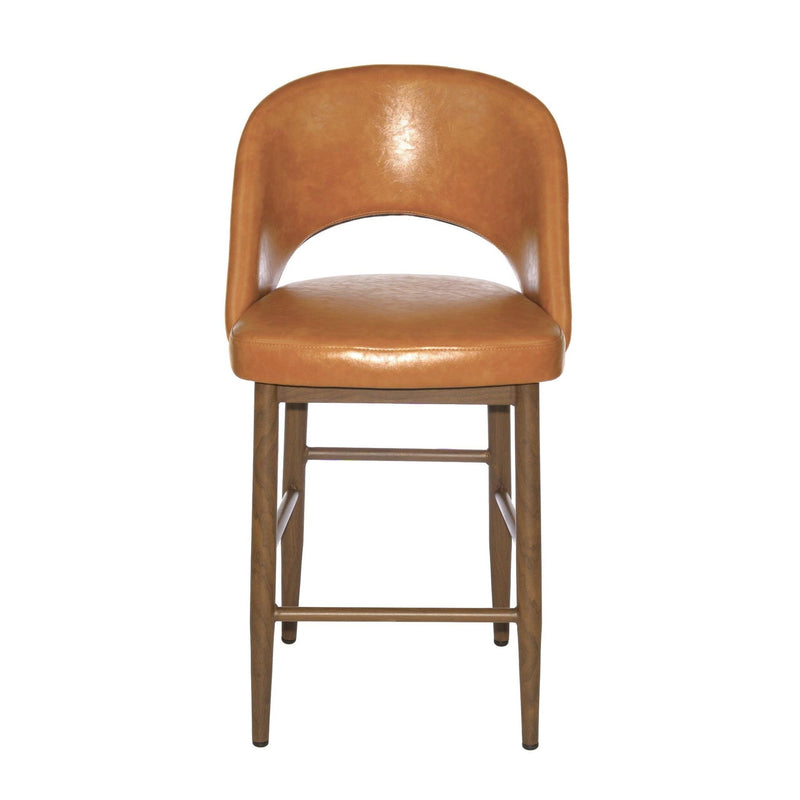 Furnishings' Mate CS T11-TN-BW Henrick Counter Stool In Tan PU On Black Walnut Base IMAGE 2