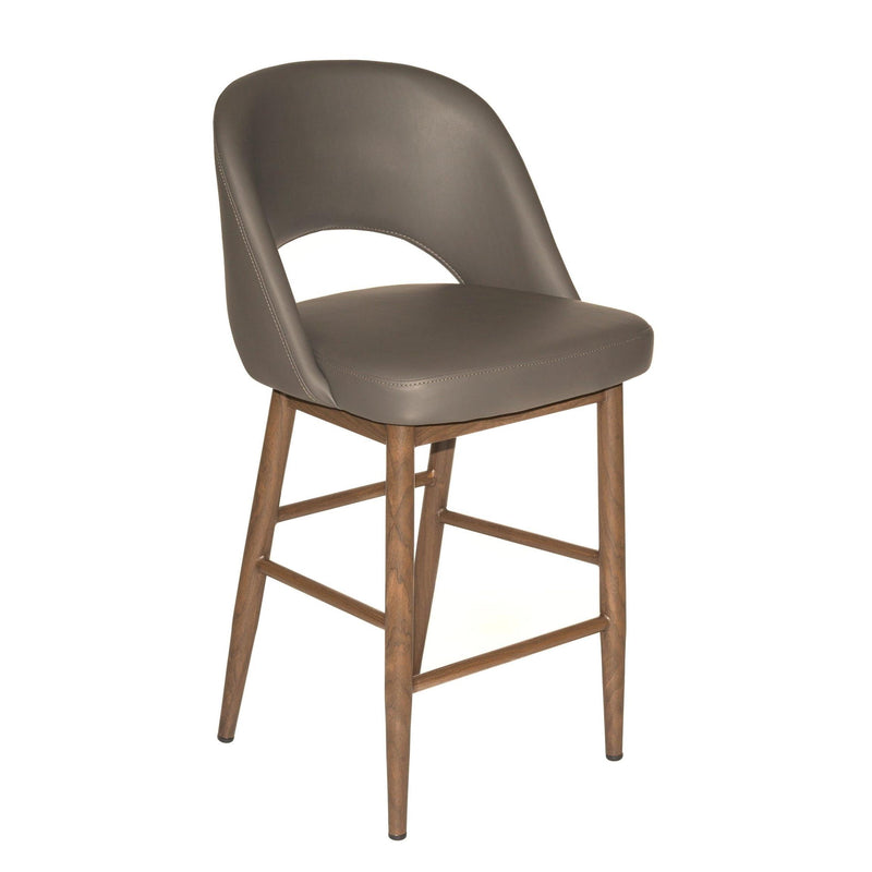 Furnishings' Mate CS T11-GR-BW Henrick Counter Stool In Grey PU On Black Walnut Base IMAGE 1