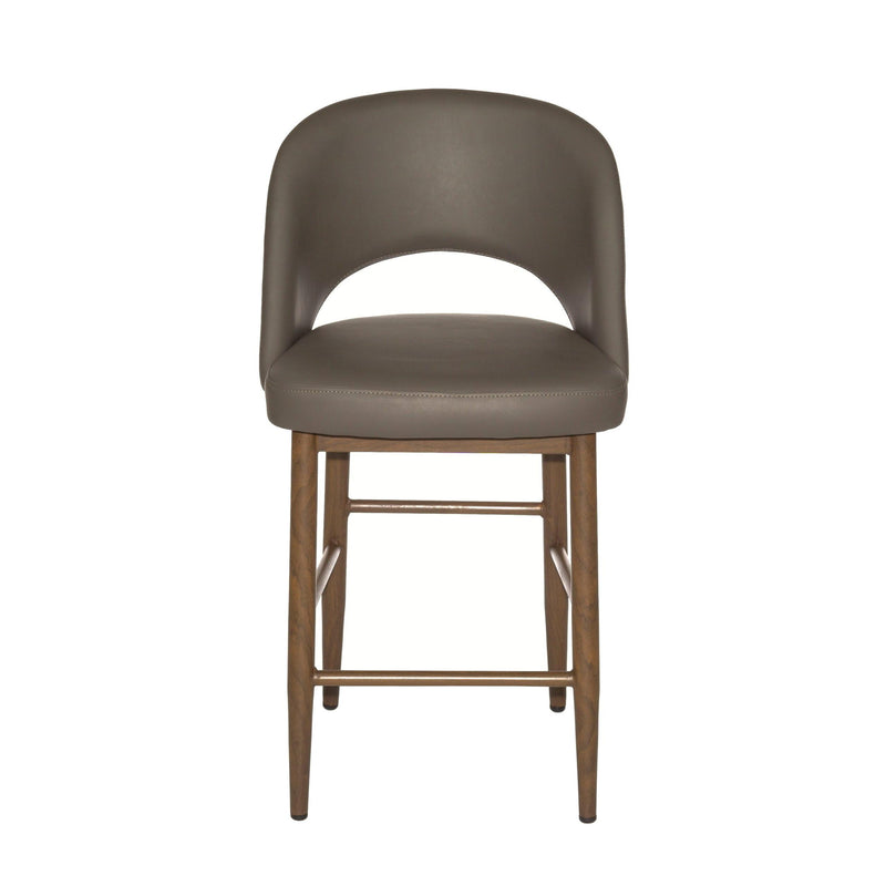 Furnishings' Mate CS T11-GR-BW Henrick Counter Stool In Grey PU On Black Walnut Base IMAGE 2