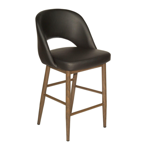 Furnishings' Mate CS T11-BL-BW Henrick Counter Stool In Black PU On Black Walnut Base IMAGE 1