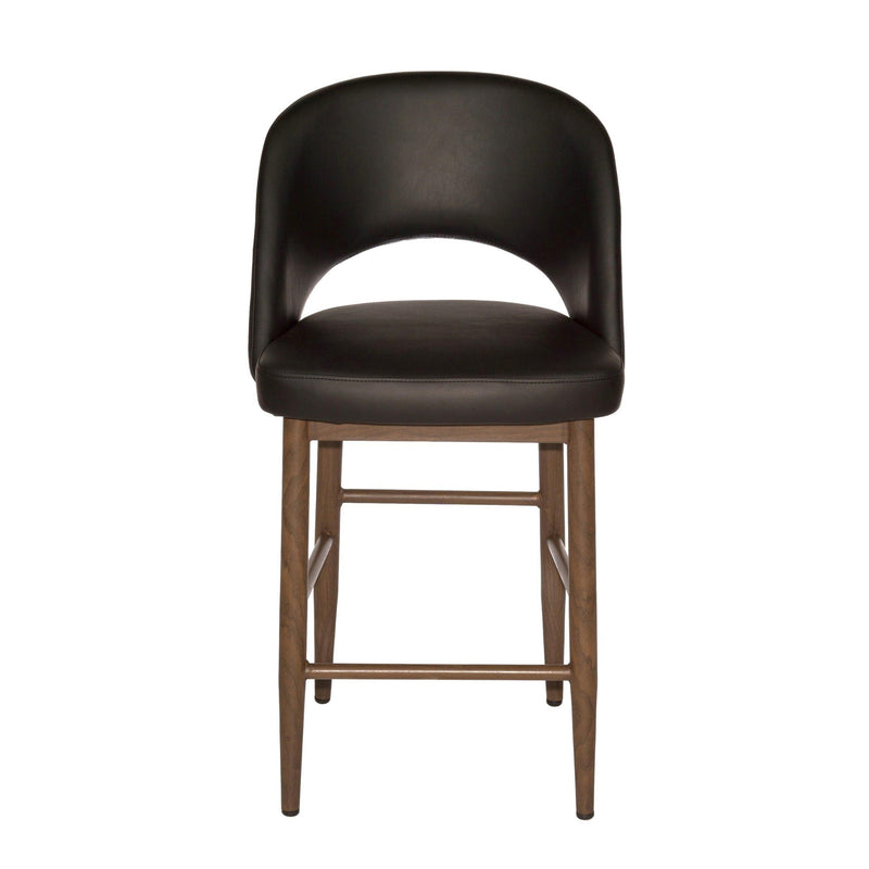 Furnishings' Mate CS T11-BL-BW Henrick Counter Stool In Black PU On Black Walnut Base IMAGE 2