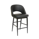  Furnishings' Mate CS T11-BL-MB Henrick Counter Stool In Black PU On Matte Black Base IMAGE 1
