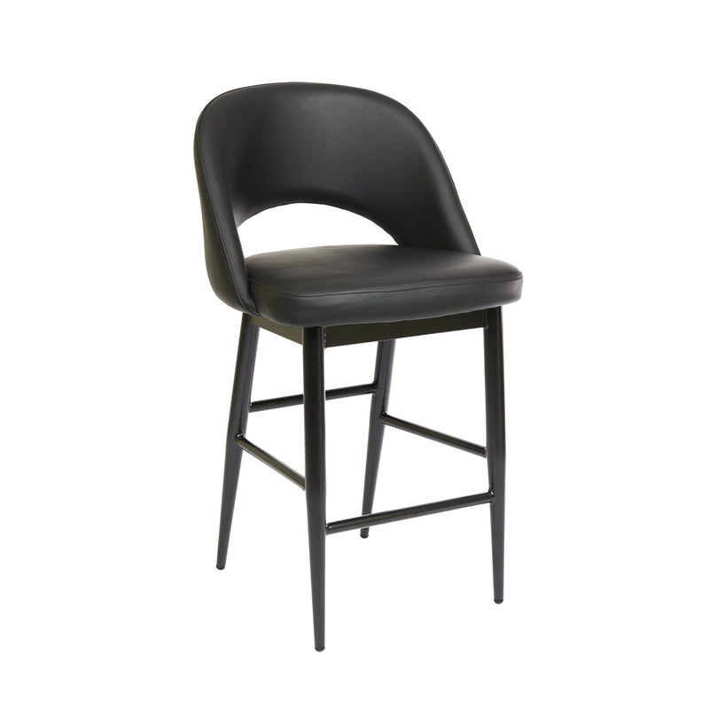 Furnishings' Mate CS T11-BL-MB Henrick Counter Stool In Black PU On Matte Black Base IMAGE 1