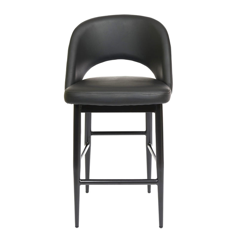 Furnishings' Mate CS T11-BL-MB Henrick Counter Stool In Black PU On Matte Black Base IMAGE 2