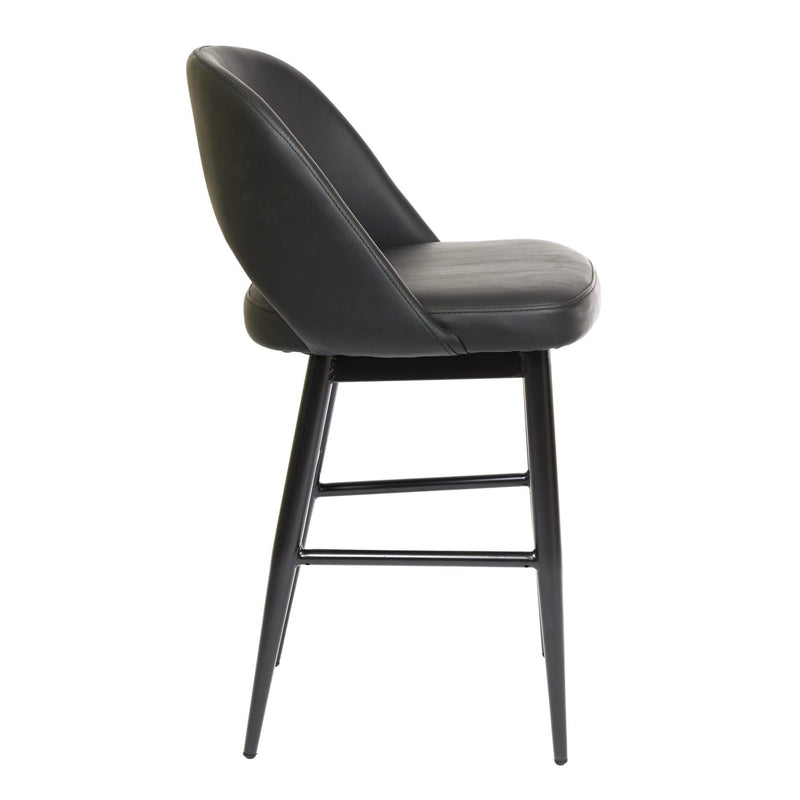 Furnishings' Mate CS T11-BL-MB Henrick Counter Stool In Black PU On Matte Black Base IMAGE 3