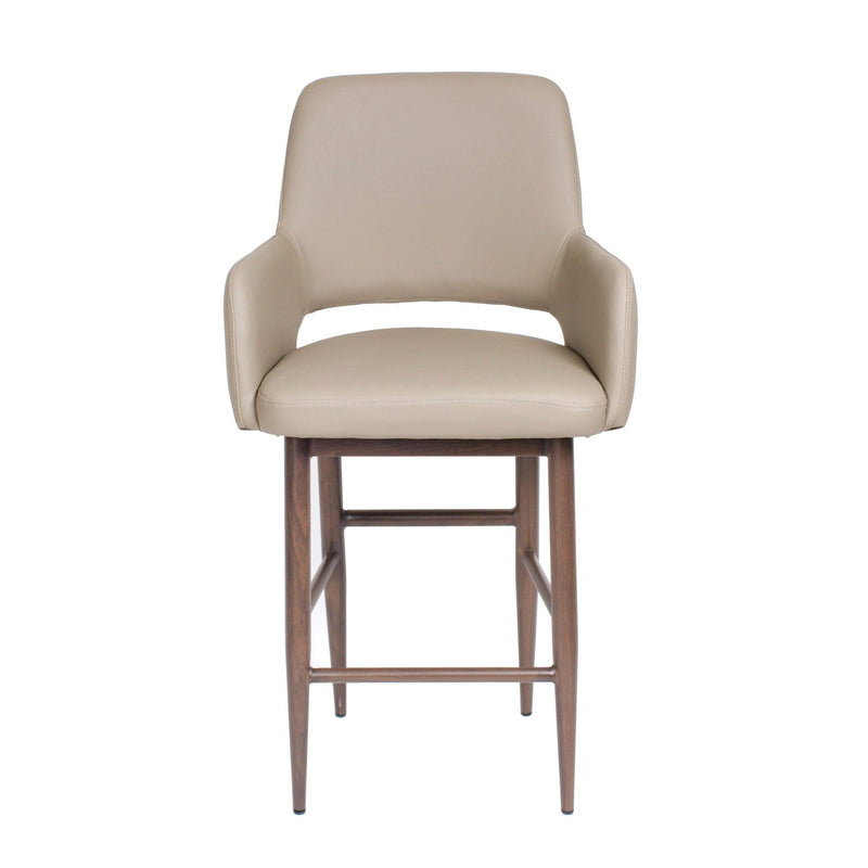 Furnishings' Mate CS T16-LT-BW Isaac Counter Stool In Lite Taupe PU On Black Walnut Base IMAGE 2