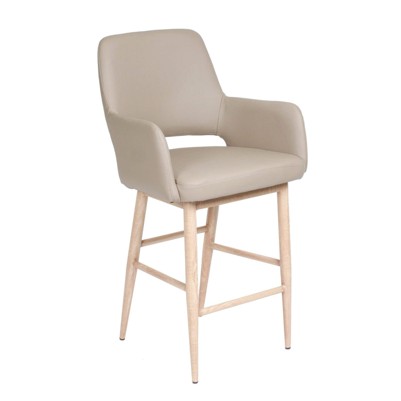 Furnishings' Mate CS T16-LT-WO Isaac Counter Stool In Lite Taupe PU On White Oak Base IMAGE 1