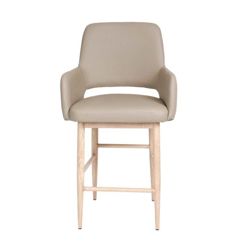 Furnishings' Mate CS T16-LT-WO Isaac Counter Stool In Lite Taupe PU On White Oak Base IMAGE 2