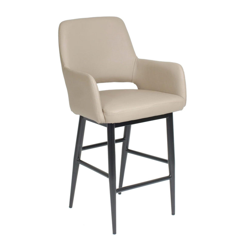 Furnishings' Mate CS T16-LT-MB Isaac Counter Stool In Lite Taupe PU On Matte Black Base IMAGE 1