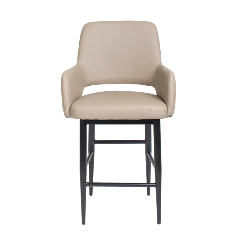 Furnishings' Mate CS T16-LT-MB Isaac Counter Stool In Lite Taupe PU On Matte Black Base IMAGE 2