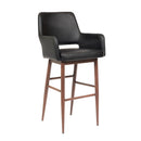  Furnishings' Mate BS T16-BL-BW Isaac Bar Stool In Black PU On Black Walnut Base IMAGE 1