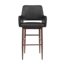  Furnishings' Mate BS T16-BL-BW Isaac Bar Stool In Black PU On Black Walnut Base IMAGE 2