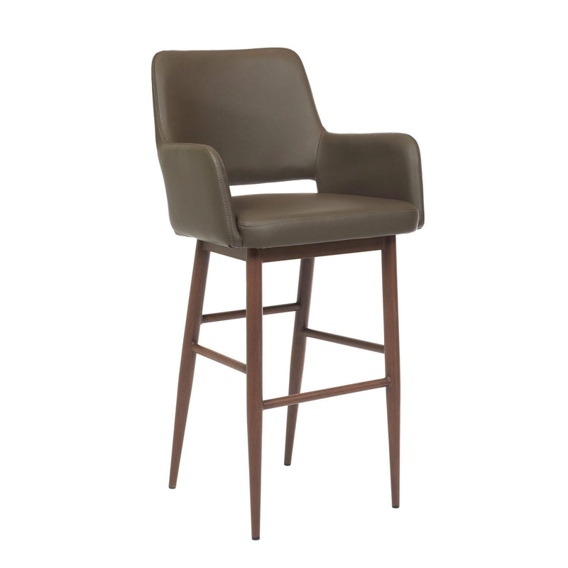 Furnishings' Mate BS T16-GR-BW Isaac Bar Stool In Grey PU On Black Walnut Base IMAGE 1