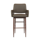  Furnishings' Mate BS T16-GR-BW Isaac Bar Stool In Grey PU On Black Walnut Base IMAGE 2