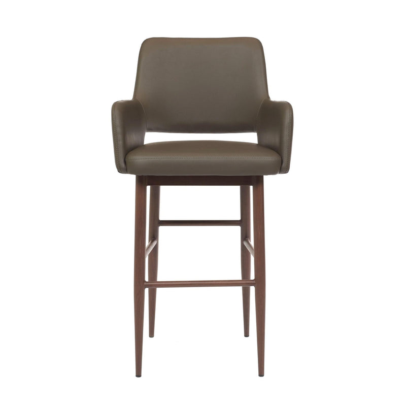 Furnishings' Mate BS T16-GR-BW Isaac Bar Stool In Grey PU On Black Walnut Base IMAGE 2