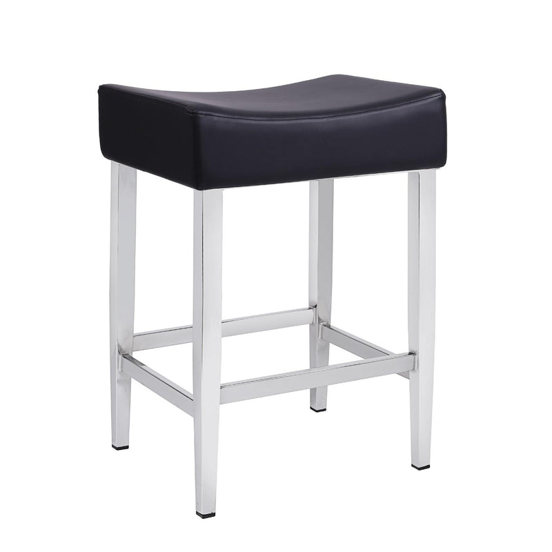 Furnishings' Mate CS 402-BL-CHR Jack Stool In Black PU On Chrome Plated Base IMAGE 1