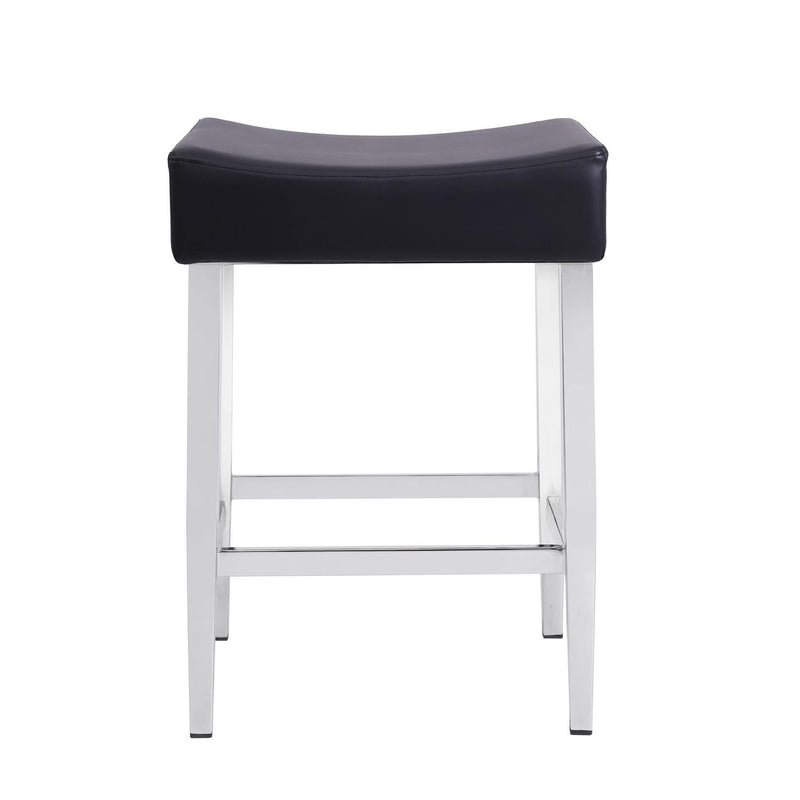 Furnishings' Mate CS 402-BL-CHR Jack Stool In Black PU On Chrome Plated Base IMAGE 2