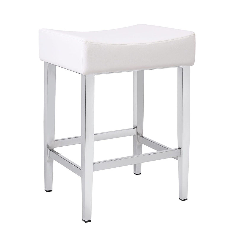 Furnishings' Mate CS 402-WH-CHR Jack Stool In White PU On Chrome Plated Base IMAGE 1