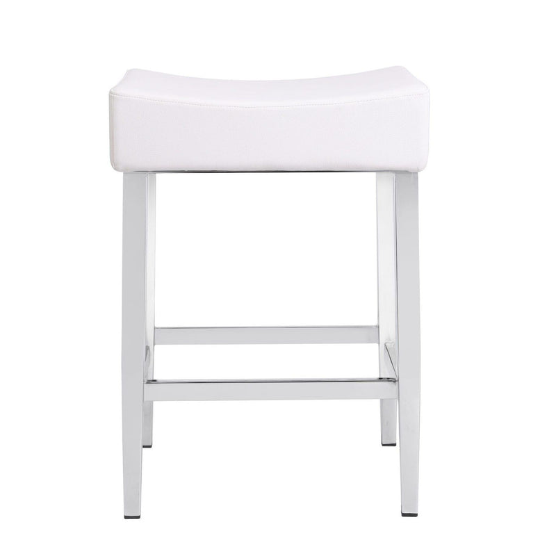 Furnishings' Mate CS 402-WH-CHR Jack Stool In White PU On Chrome Plated Base IMAGE 2