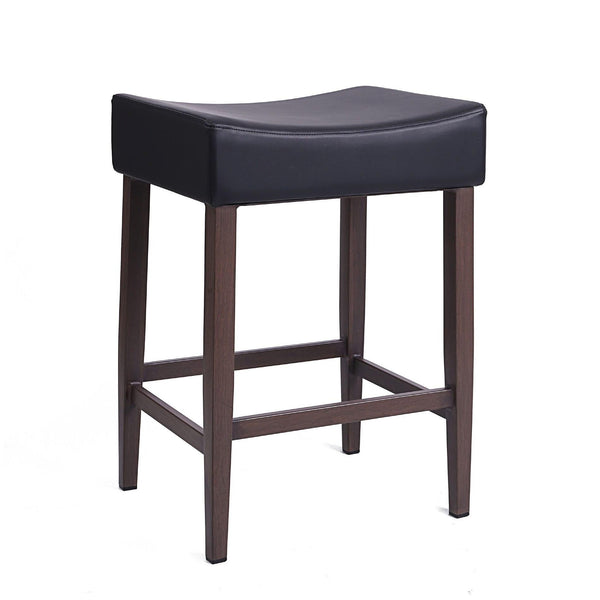 Furnishings' Mate CS 402-BL-BW Jack Stool In Black PU On Black Walnut Base IMAGE 1