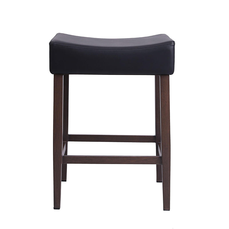 Furnishings' Mate CS 402-BL-BW Jack Stool In Black PU On Black Walnut Base IMAGE 2