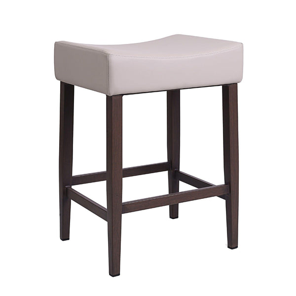 Furnishings' Mate CS 402-OM-BW Jack Stool In Oatmeal PU On Black Walnut Base IMAGE 1