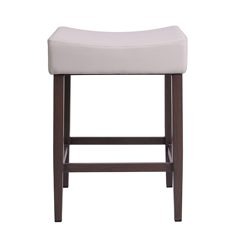 Furnishings' Mate CS 402-OM-BW Jack Stool In Oatmeal PU On Black Walnut Base IMAGE 2