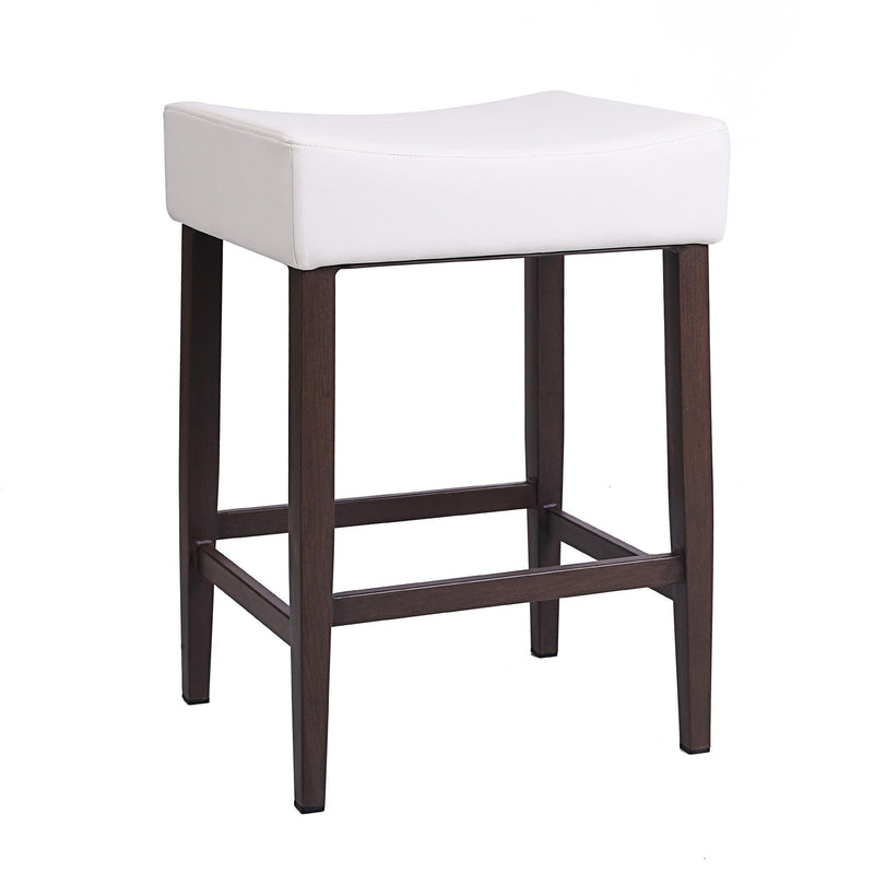 Furnishings' Mate CS 402-WH-BW Jack Stool In White PU On Black Walnut Base IMAGE 1