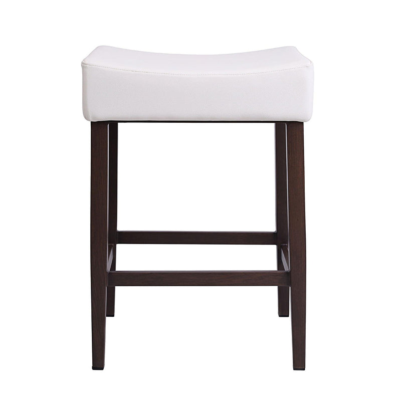 Furnishings' Mate CS 402-WH-BW Jack Stool In White PU On Black Walnut Base IMAGE 2