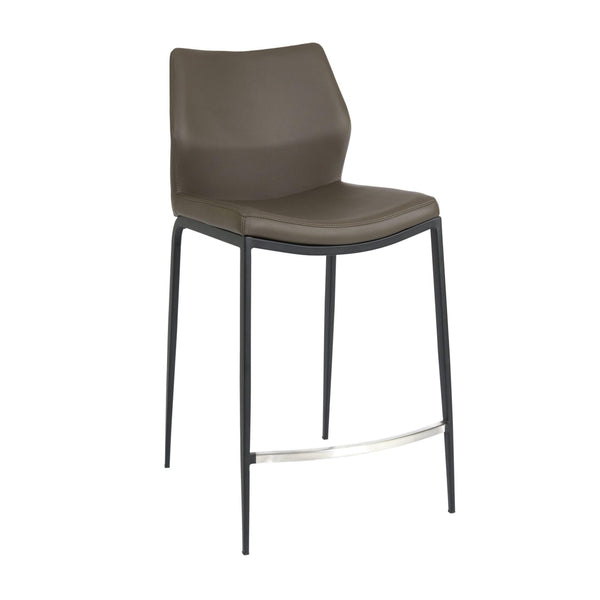 Furnishings' Mate CS 034-GR-MB Ka Counter Stool In Grey PU On Standard Matte Black Frame IMAGE 1