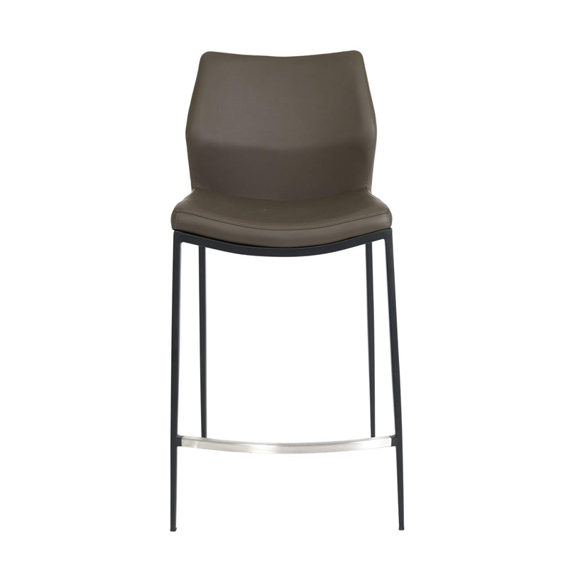 Furnishings' Mate CS 034-GR-MB Ka Counter Stool In Grey PU On Standard Matte Black Frame IMAGE 2