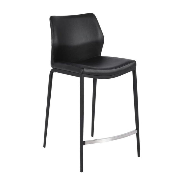 Furnishings' Mate CS 034-BL-MB Ka Counter Stool In Black PU On Standard Matte Black Frame IMAGE 1