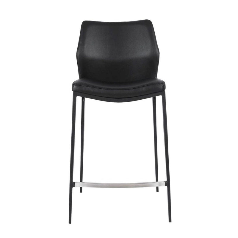 Furnishings' Mate CS 034-BL-MB Ka Counter Stool In Black PU On Standard Matte Black Frame IMAGE 2