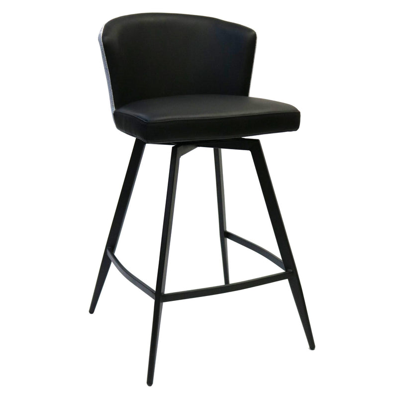 Furnishings' Mate CS 6426-BL-MB Leonard Stool In Black PU W/ Pebbles Fab, On Matte Black Frame IMAGE 1