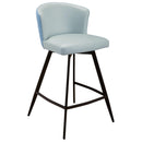  Furnishings' Mate CS 6426-AQ-MB Leonard Stool In Aqua PU W/ Pebbles Fab, On Matte Black Frame IMAGE 1
