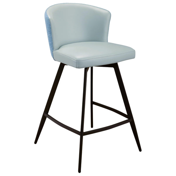 Furnishings' Mate CS 6426-AQ-MB Leonard Stool In Aqua PU W/ Pebbles Fab, On Matte Black Frame IMAGE 1