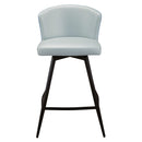  Furnishings' Mate CS 6426-AQ-MB Leonard Stool In Aqua PU W/ Pebbles Fab, On Matte Black Frame IMAGE 2