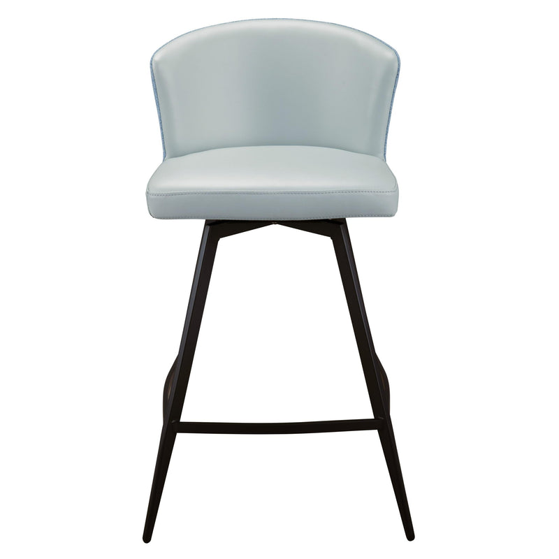 Furnishings' Mate CS 6426-AQ-MB Leonard Stool In Aqua PU W/ Pebbles Fab, On Matte Black Frame IMAGE 2