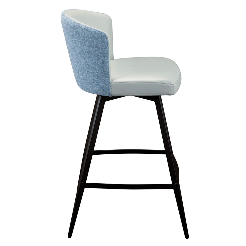 Furnishings' Mate CS 6426-AQ-MB Leonard Stool In Aqua PU W/ Pebbles Fab, On Matte Black Frame IMAGE 3