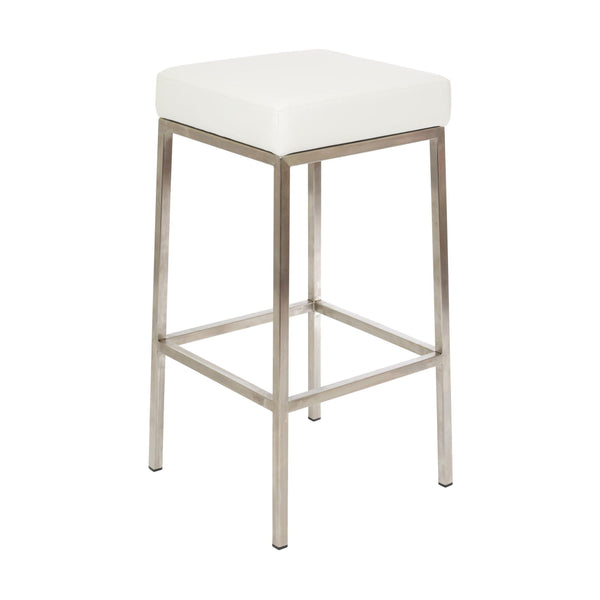 Furnishings' Mate BS 038-WH-SS Lloyd Counter Stool In White PU On Brushed Stainless Steel Frame IMAGE 1