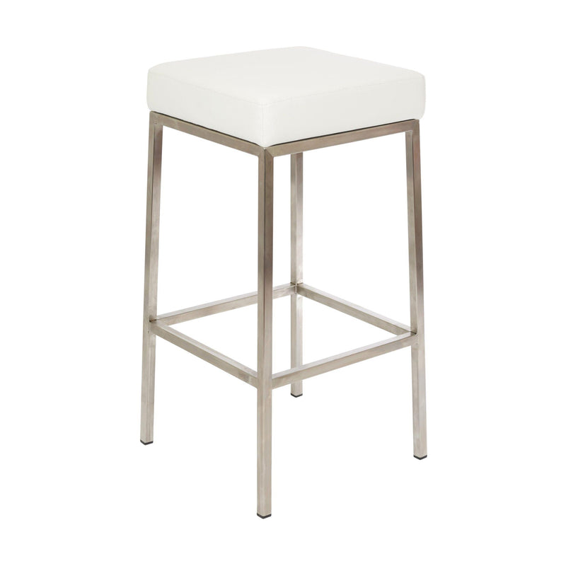 Furnishings' Mate BS 038-WH-SS Lloyd Counter Stool In White PU On Brushed Stainless Steel Frame IMAGE 1