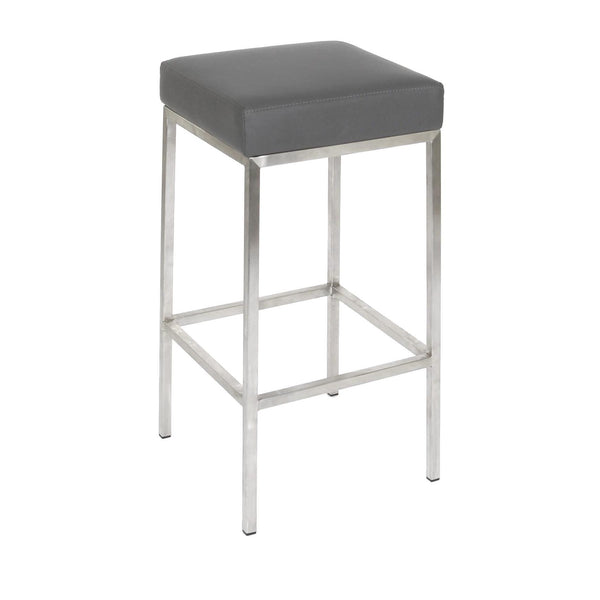 Furnishings' Mate BS 038-GR-SS Lloyd Counter Stool In Grey PU On Brushed Stainless Steel Frame IMAGE 1