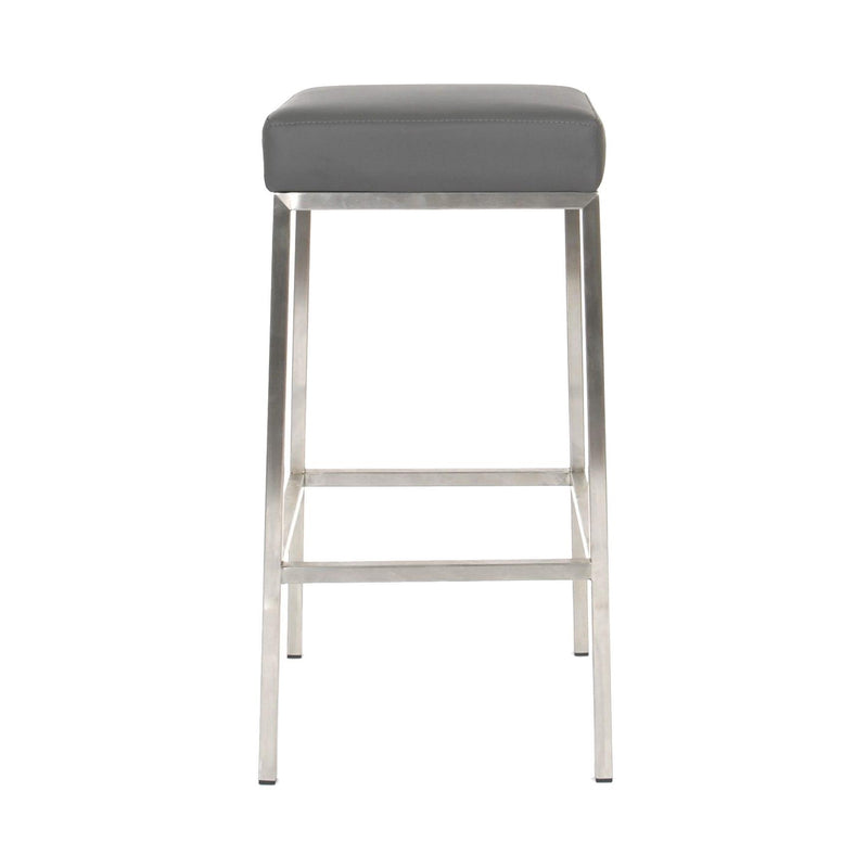 Furnishings' Mate BS 038-GR-SS Lloyd Counter Stool In Grey PU On Brushed Stainless Steel Frame IMAGE 2